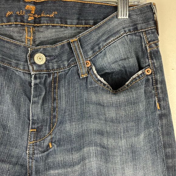 7 For All Mankind Dojo Jeans Flare Leg Dark Blue Size 30 Boho Mid Rise - Picture 4 of 12